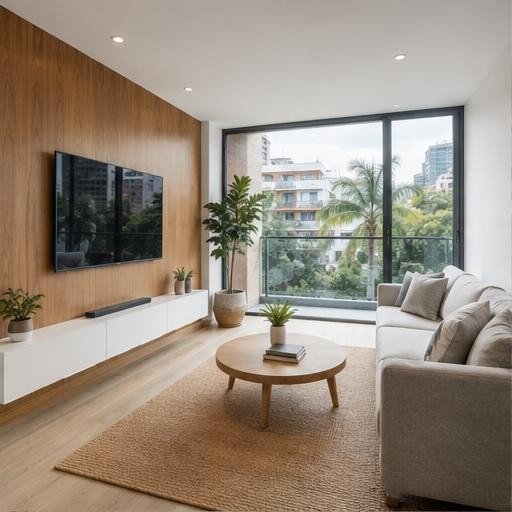 Interior residencial contemporáneo. Imagen de referencia.